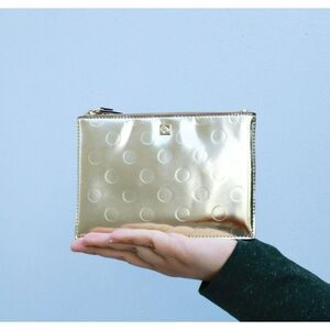 NWT Kate Spade BUBBLE Clutch Pouch Bag Metallic Gold